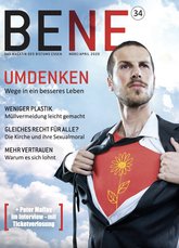 Das Cover des Bene Magazins Nummer 35 zeigt das Wort Umdenken